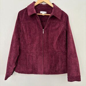 CJ Banks Jacket X Purple Chenille Full-Zip Pockets Women's